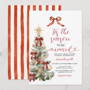 Convite Casamento de Casal de Árvore de Natal com Laço Ver