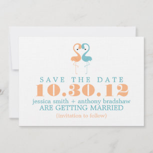 Convite Casamento de Casal de Flamingo Save the Date