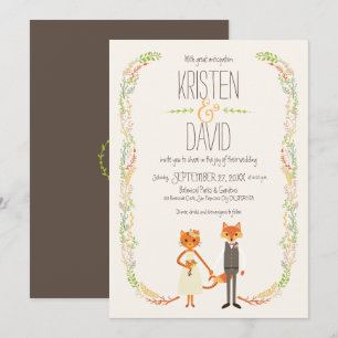 Convite Casamento de Casal de Gata e Raposa