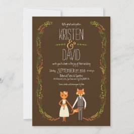 Convite Casamento de Casal de Gata e Raposa