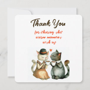 Convite Casamento de Casal de Gatos Fofos Obrigado