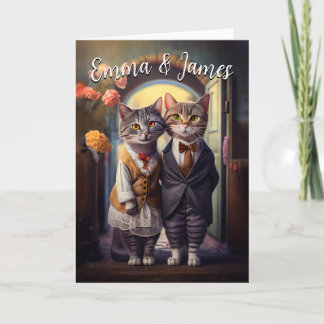 Convite Casamento de Casal de Gatos Fofos - Personalizável