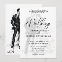 Casamento de Casal Esboço de Carvão de Moda Modern