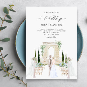 Convite Casamento de casal estético e elegante jardim aqua