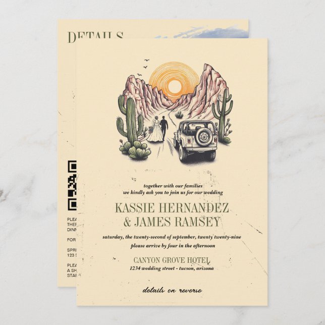 Convite Casamento de Casal fora do canyon (Frente/Verso)