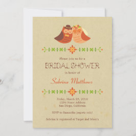 Convite Casamento de Casal Rustic Boho Lovebird Owl
