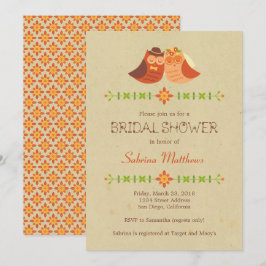 Convite Casamento de Casal Rustic Boho Lovebird Owl