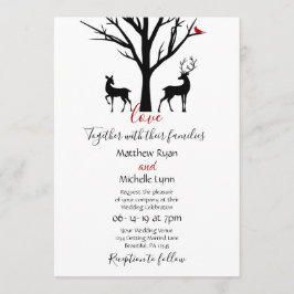 Convite Casamento de Casal Silhouette Deer Winter Love