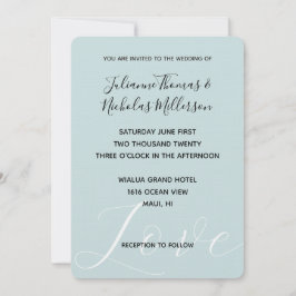 Convite Casamento de Casas de Casas de Aqua Mint com Amor