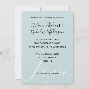 Convite Casamento de Casas de Casas de Aqua Mint com Amor