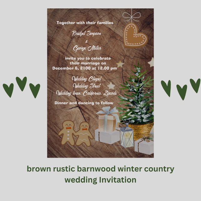 Convite Casamento de castanha russa com lenha (brown rustic barnwood winter country wedding Invitation by wedding Hobinishop)