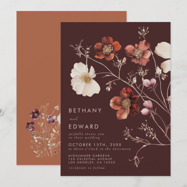 Convite Casamento de Castanho-Castanho (Frente/Verso)
