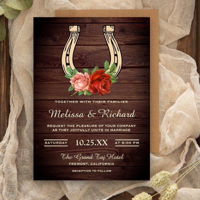 Convite Casamento de Cavalete Floral de Madeira de Celeiro (Criador carregado)