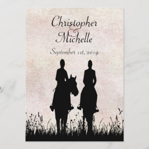 Convite Casamento de Cavalo Casal de Silhouette Horseback