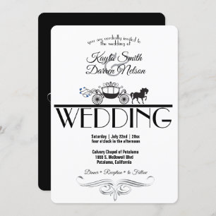 Convite Casamento de Cavalo Elegante e Buggy