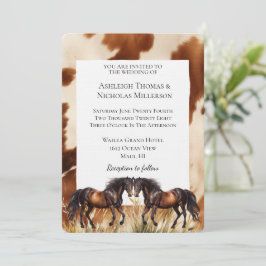 Convite Casamento de Cavalos de Cowhide Castanho