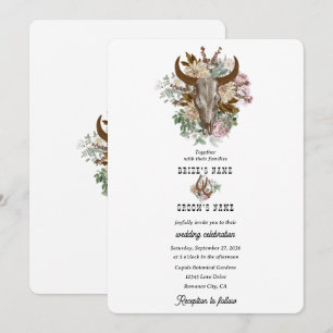 Convite Casamento de caveira de vovó de boho