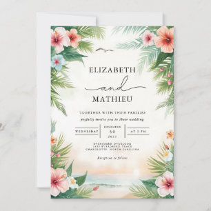 Convite Casamento de Celebração de Arca Floral Tropical