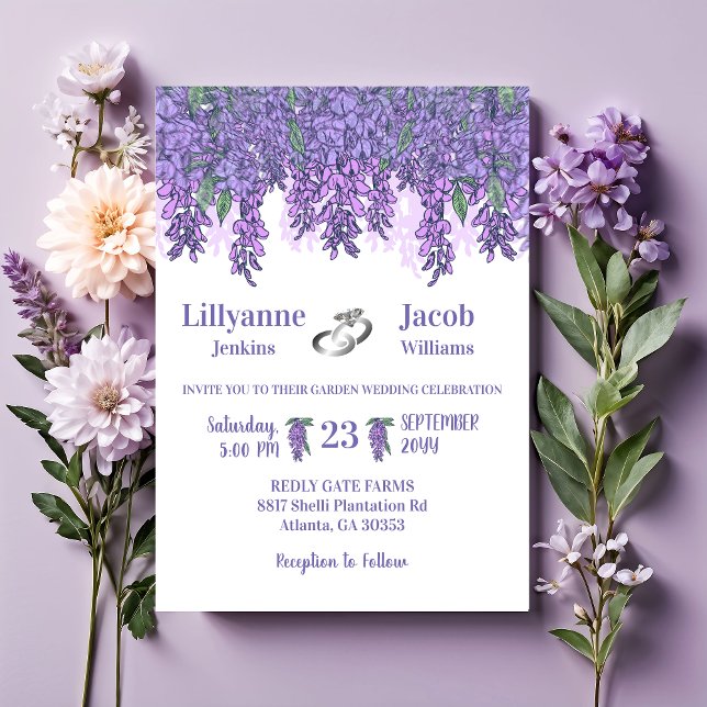Convite Casamento de Celebração do Jardim Wisteria (Criador carregado)