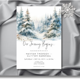 Convite Casamento de Cena de Inverno Rustic Mountain