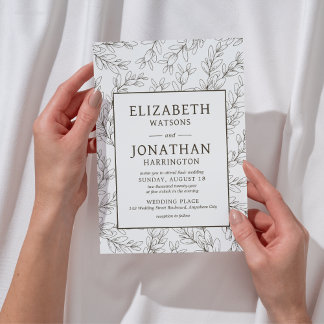 Convite Casamento de Cerca Floral Minimalista