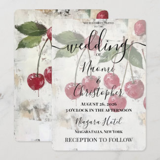 Convite Casamento de Cerejas Rústicas Vintage Personalizad
