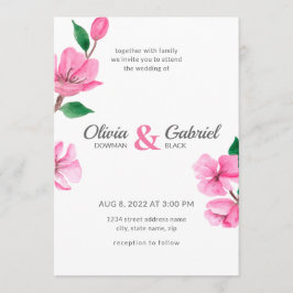 Convite Casamento de cerejeira com sabor a primavera cor-d