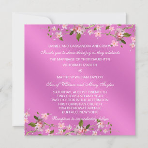 Convite Casamento de Cerejeiras Japonesas Rosa