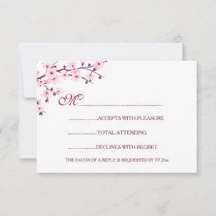 Convite Casamento de Cerejeiras Rosa Branco RSVP