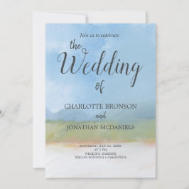 Convite Casamento de Céus Azuis com Paisagem Pintada
