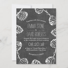 Convite Casamento de Chalkboard de Pine de Floresta Russa