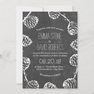 Convite Casamento de Chalkboard de Pine de Floresta Russa