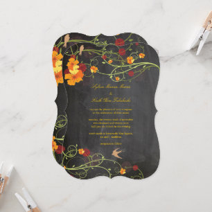 Convite Casamento De Chalkboard Floral De Engorda Amarelo