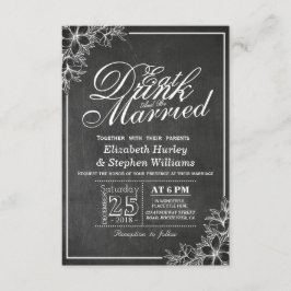Convite Casamento De Chalkboard Floral EAT Drink