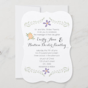 Convite Casamento de Chalkboard Peach Lilac Aqua Floral Ga
