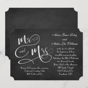 Convite casamento de chalkboard preto