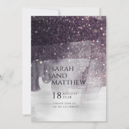 Convite Casamento de Chamada de Plum e Cortina de Prata