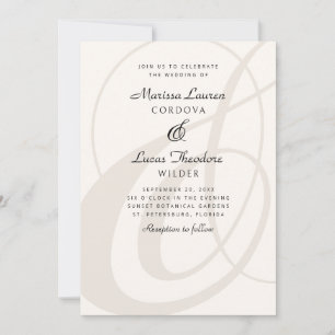 Convite Casamento de Champagne Ampersand Script Calliograf