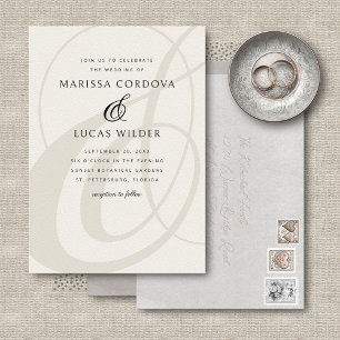 Convite Casamento de Champagne Ampersand Script Calliograf