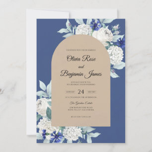 Convite Casamento de Champagne Flor de Cerejeira à Meia-No