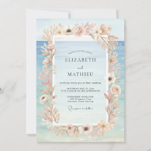 Convite Casamento de Champanhe Azure Pampas Eucalipto