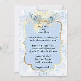 Convite Casamento de Champanhe Branco e Azul Elegante