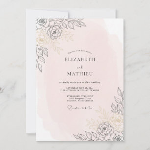 Convite Casamento de Champanhe com Arte de Eucalipto