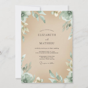 Convite Casamento de Champanhe com Folhagem de Espuma do M