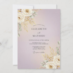 Convite Casamento de Champanhe Rosa Pampas Eucalipto