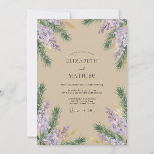 Convite Casamento de Champanhe Violeta Wisteria