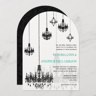 Convite Casamento de Chandeliers do Black Emerald Green Da