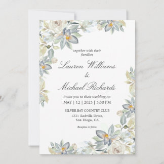 Convite Casamento de Charme Eucalyptus Azul-Claro-Branco P