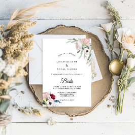 Convite Casamento de Charming Tropical Floral Greenery, Es