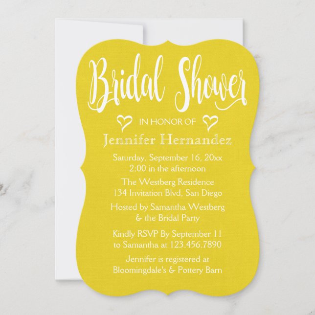 Convite Casamento de Chás de panela Brancos Amarelos Doura (Frente)